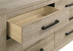 Weathered oak Oakglen 6-drawer bedroom dresser with matching mirror, crafted by CoasterEveryday, showcasing ample storage and elegant design.