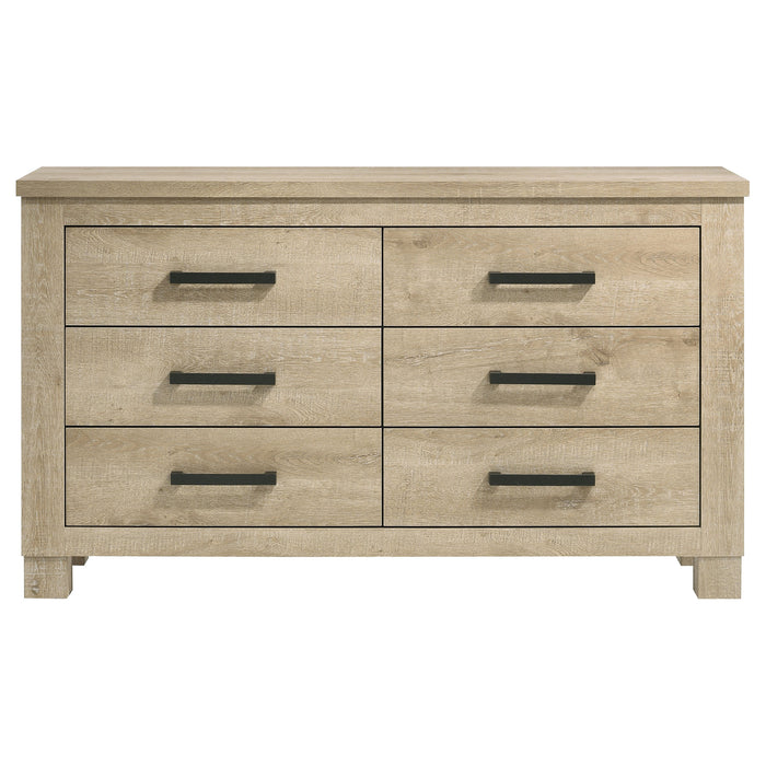 Weathered oak Oakglen 6-drawer bedroom dresser by CoasterEveryday showing a sturdy wooden furniture piece with six spacious drawers.