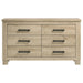 Weathered oak Oakglen 6-drawer bedroom dresser by CoasterEveryday showing a sturdy wooden furniture piece with six spacious drawers.
