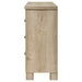 Weathered oak Oakglen 6-drawer bedroom dresser with sleek design and metal handles, made of durable wood.