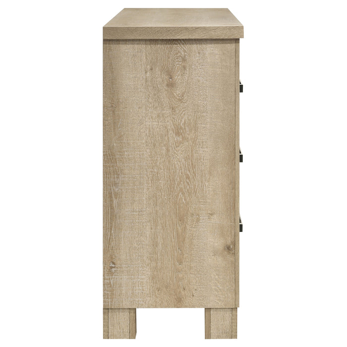 Weathered oak Oakglen 6-drawer bedroom dresser by CoasterEveryday, showing its natural wood finish and ample storage drawers.