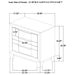 CoasterEveryday Farre washed grey 2-drawer nightstand bedside table; front and side view