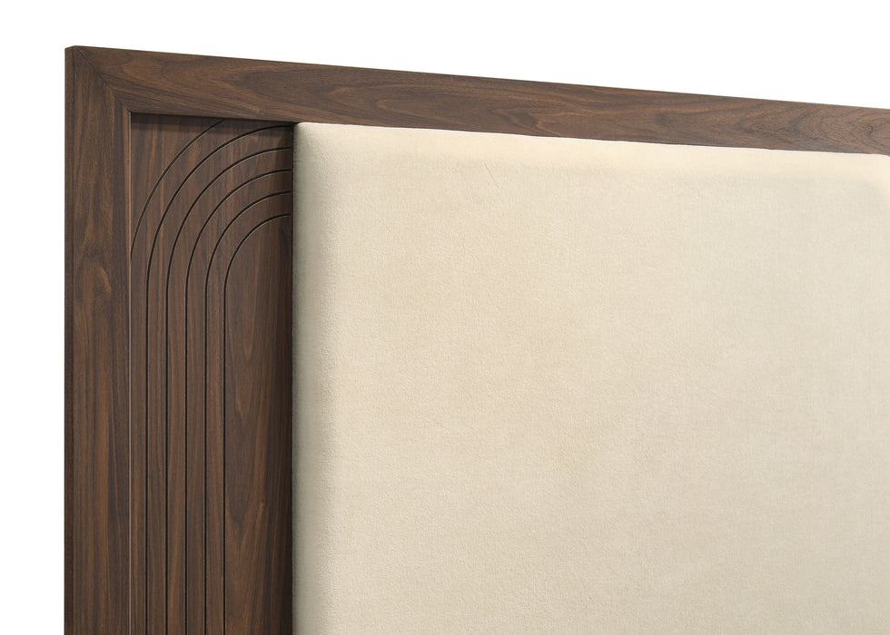 Etienne Full Velvet Upholstered Panel Bed Walnut
