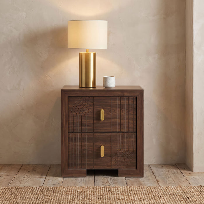 Etienne 2-drawer Nightstand Bedside Table Walnut