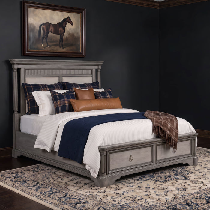 Cresswell Queen Upholstered Storage Platform Bed Weathered Taupe