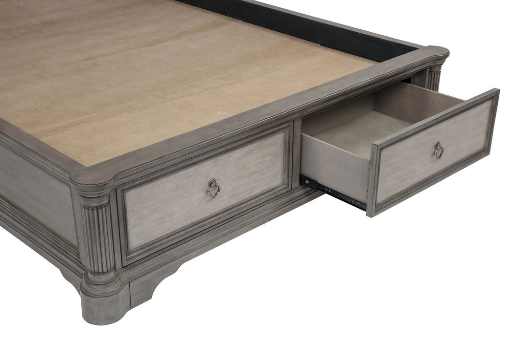 Cresswell Queen Upholstered Storage Platform Bed Weathered Taupe