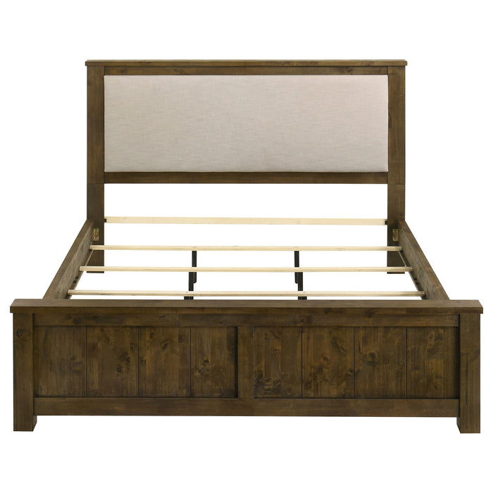 Doherty Eastern King Upholstered Panel Bed Rustic Brown
