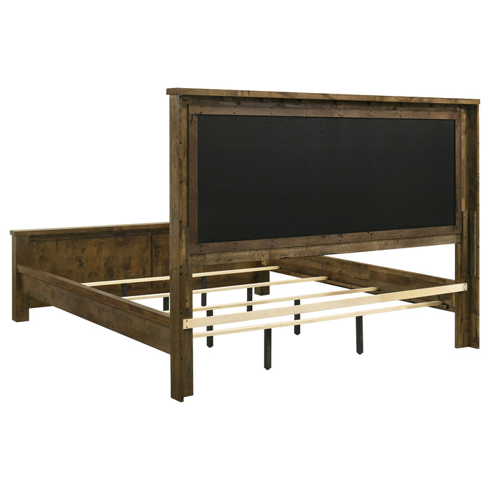 Doherty Eastern King Linen Upholstered Panel Bed Rustic Brown