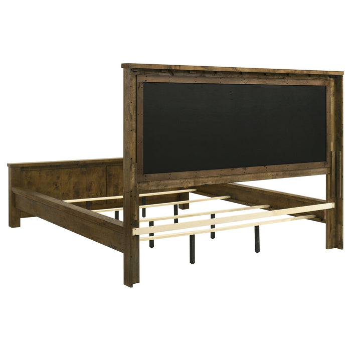 Doherty California King Linen Panel Bed Rustic Brown