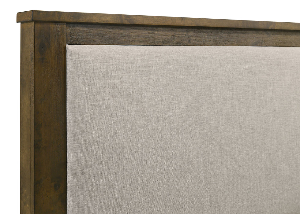 Doherty Queen Linen Upholstered Panel Bed Rustic Brown