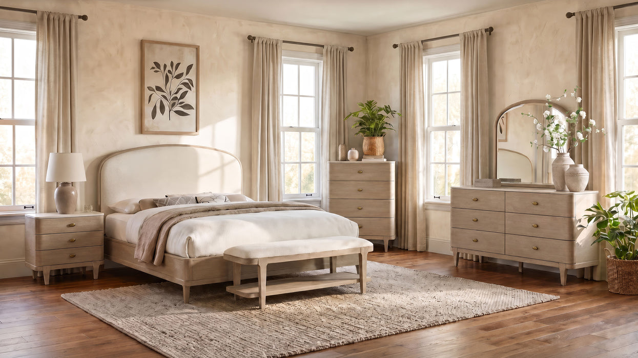 Lucaire Upholstered Bedroom Bench Sandstone