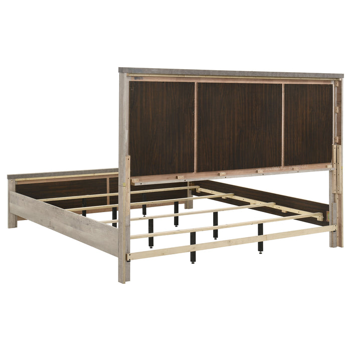 Nevado 5-Piece Eastern King Panel Bedroom Set Grey and Weathered Taupe