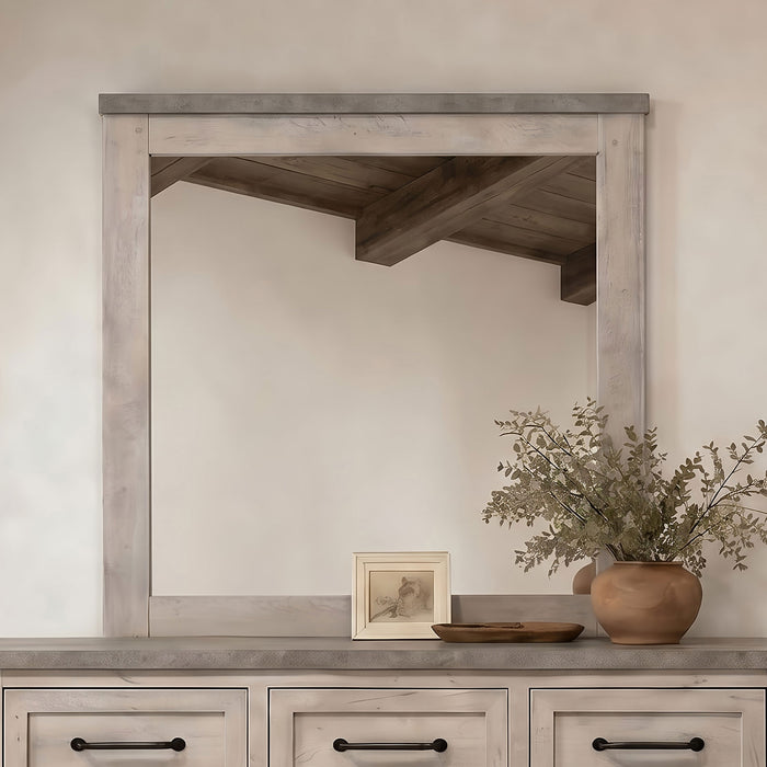 Nevado Farmhouse Beveled Dresser Mirror Grey and Weathered Taupe
