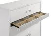 Viana 5-piece Eastern King bedroom set in white high gloss with touch-control LED lighting by CoasterEveryday