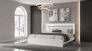 Viana Touch-Control LED Eastern King Platform Bed in white high gloss by CoasterEveryday