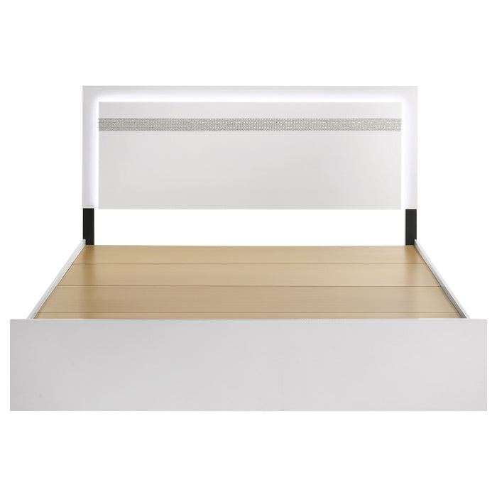 Viana Touch-Control LED Eastern King Platform Bed White High Gloss