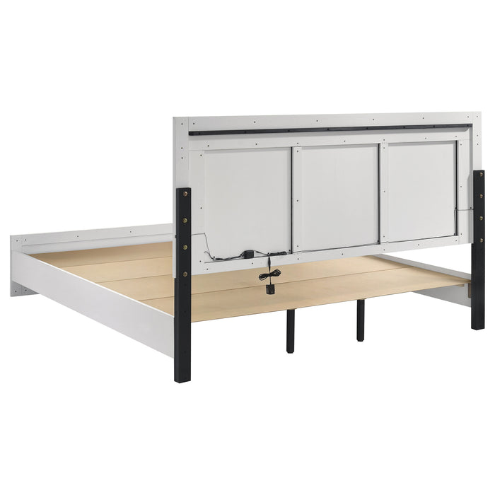 Viana Touch-Control LED Eastern King Platform Bed White High Gloss