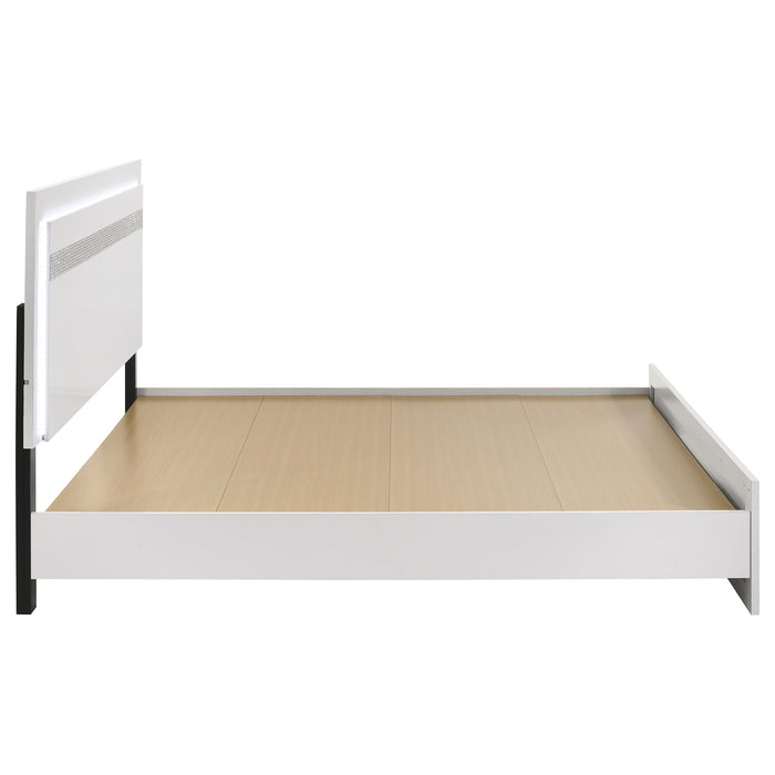 Viana Touch-Control LED Eastern King Platform Bed White High Gloss