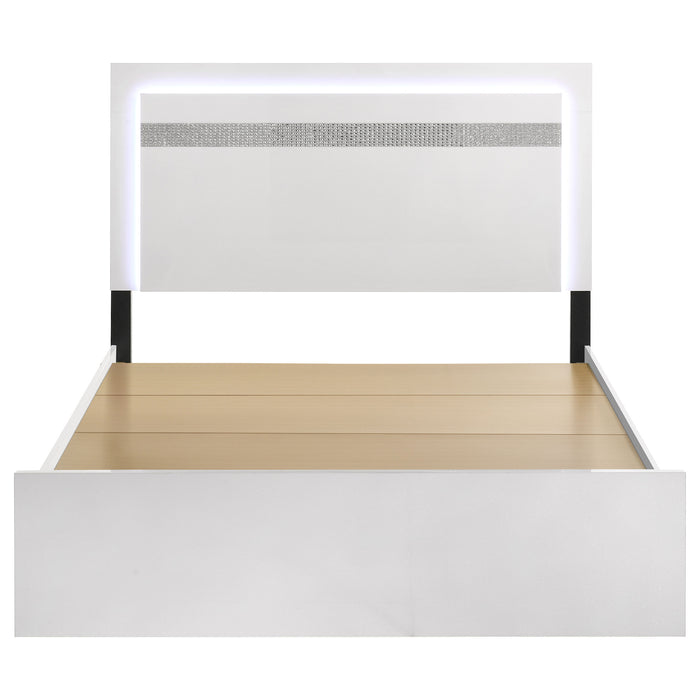 Viana Touch-Control LED Queen Platform Bed White High Gloss
