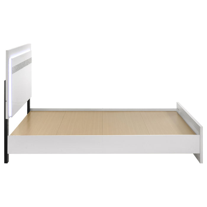 Viana Touch-Control LED Queen Platform Bed White High Gloss