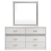 Viana 6-drawer bedroom dresser with beveled mirror in white high gloss by CoasterEveryday
