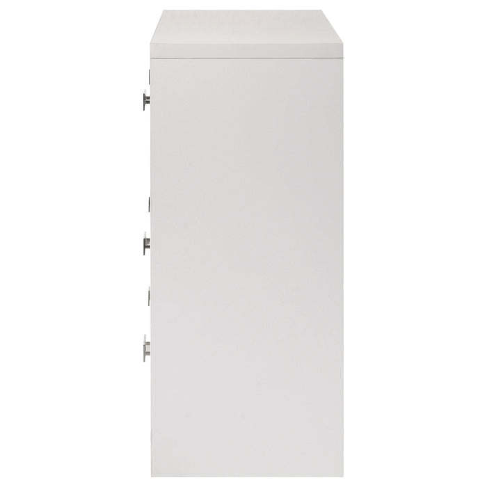 Viana 6-Drawer Bedroom Dresser with Chrome Pulls White High Gloss