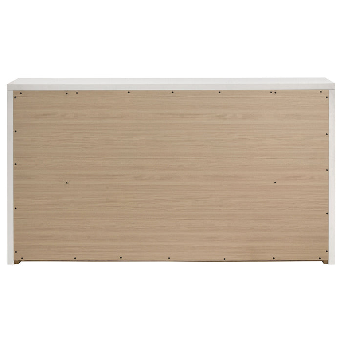 Viana 6-Drawer Bedroom Dresser with Chrome Pulls White High Gloss