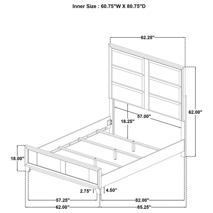 Farre Queen Upholstered Platform Panel Bed Dark Brown