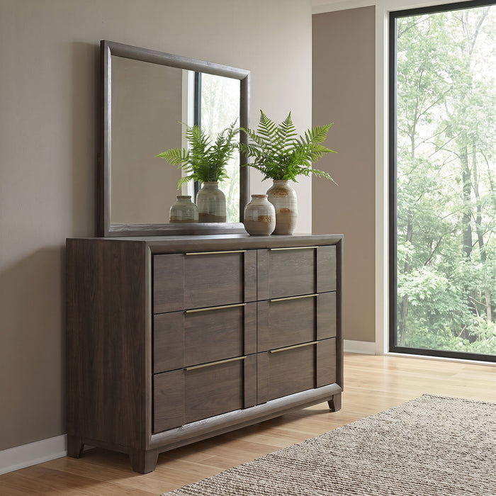 Farre 6-drawer Dresser with Mirror Dark Brown