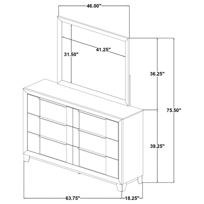 Farre 6-drawer Dresser with Mirror Dark Brown