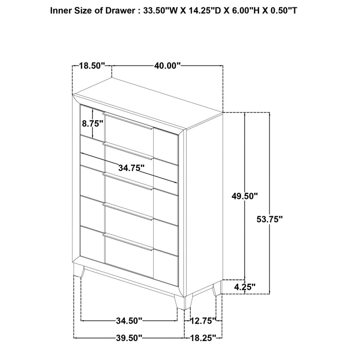 Farre 5-drawer Chest of Drawers Dark Brown
