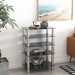Giga 5-tier black tempered glass side table with stainless steel frame, ideal for living room or bedroom use