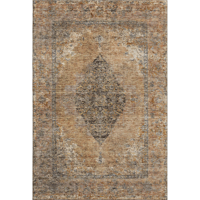 10' X 14' Medallion Washable Area Rug With UV Protection (714829) - Copper / Brown