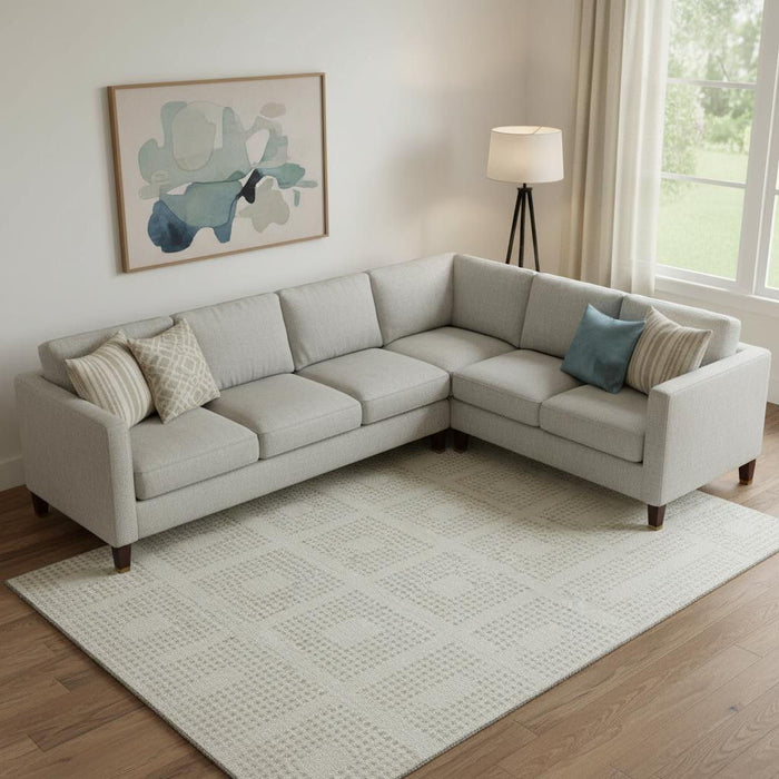 10' X 14' Geometric Washable Area Rug With UV Protection (670718) - Ivory / Beige