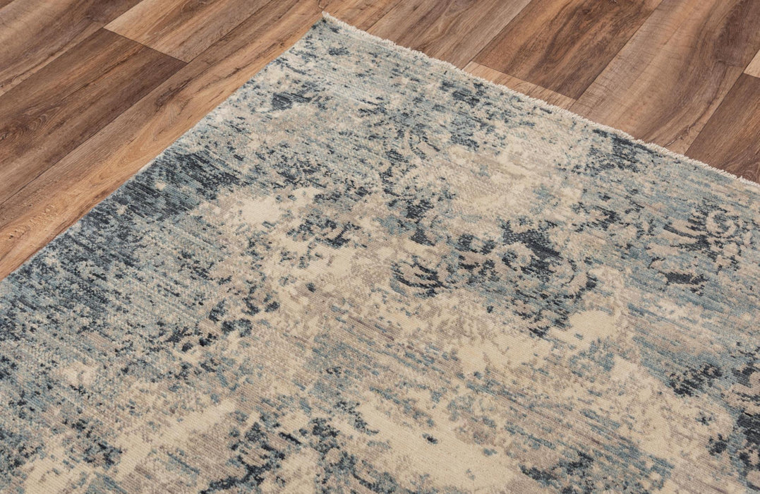 8' X 10' Wool Abstract Hand Carved Handmade Area Rug (747998) - Blue / Gray / Ivory