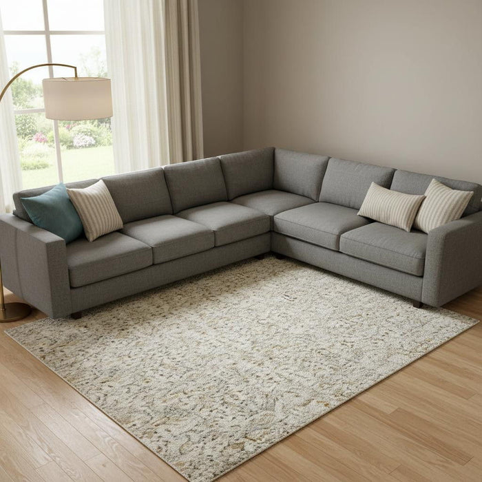 10' X 14' Abstract Washable Area Rug With UV Protection (716683) - Beige / Ivory