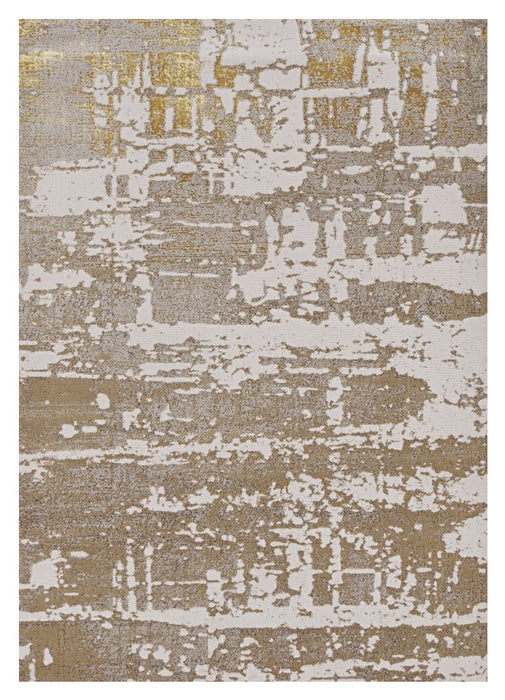 7' x 10' Machine Woven Abstract Indoor Area Rug - Ivory Gold