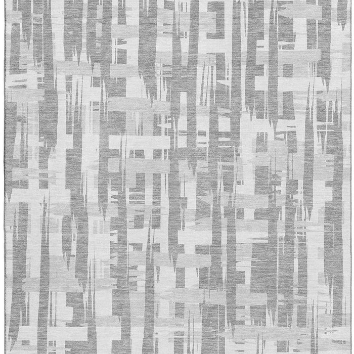 10' X 14' Striped Washable Area Rug With UV Protection (705677) - Gray / Ivory