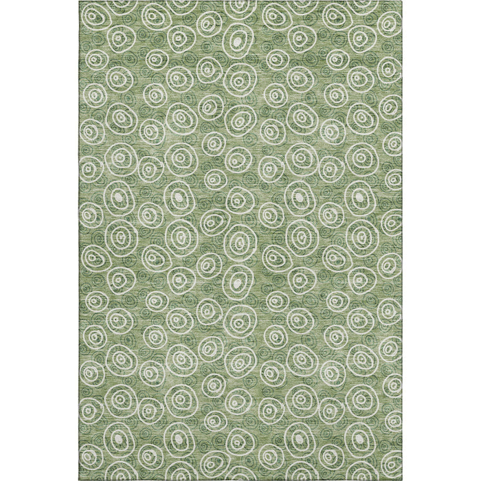 10' X 14' Polka Dot Washable Area Rug With UV Protection - Green And Ivory
