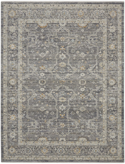 10' X 14' Floral Distressed Area Rug (546453) - Ivory / Gray