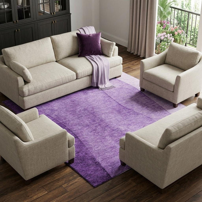 10' X 14' Ombre Washable Area Rug With UV Protection (656370) - Purple / Ivory