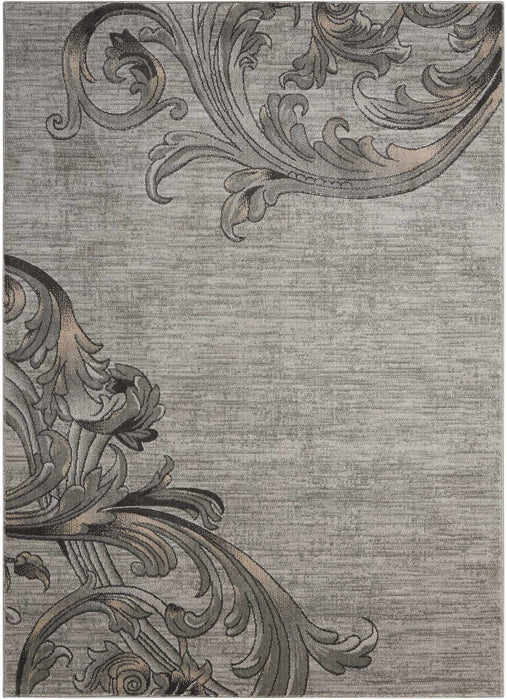 9' X 13' Floral Vines Area Rug - Graphite And Black