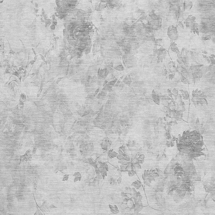 10' X 14' Floral Washable Area Rug With UV Protection (657713) - Gray / Silver