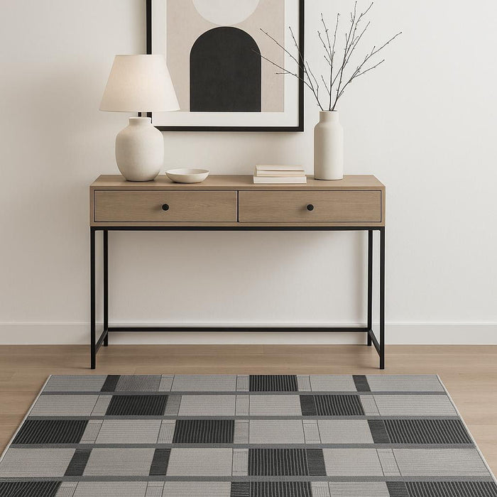 4' X 6' Geometric Area Rug (572504) - Black / Gray