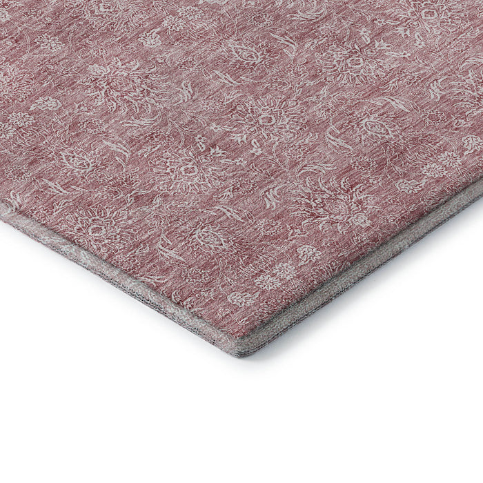 10' X 14' Floral Washable Area Rug With UV Protection (656885) - Blush / Ivory