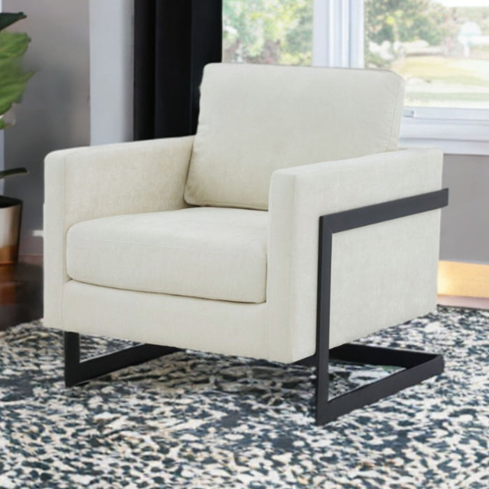 Fabric Club Chair - Cream And Black