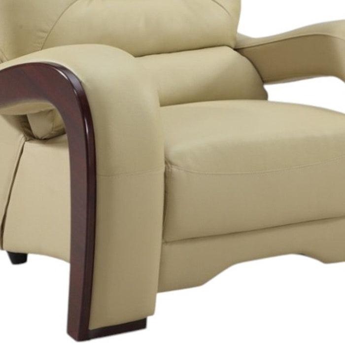 39" Leather Arm Chair - Beige / Brown