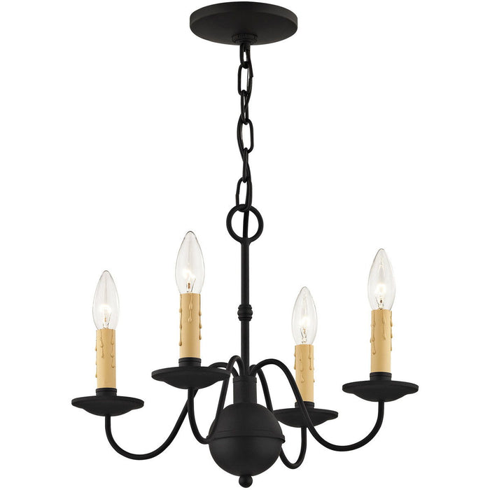 Four Light Metal Dimmable Chandelier With Shades - Black