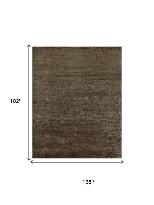 9' X 12' Abstract Hand Knotted Area Rug (744359) - Brown / Black