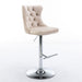 Set of two Giga modern upholstered swivel barstools with tufted backs, adjustable height 25-33 inches for home pub or kitchen island.